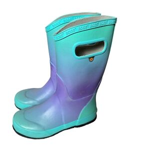 Bogs Youth Girls Ombre Rain Boots Sz 2 Teal Purple Weatherproof Outdoor Winter